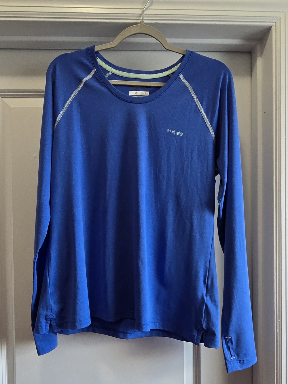 Columbia PFG Tidal Tee Long Sleeve Sun Shirt Blue Womens L Contrast Stitch